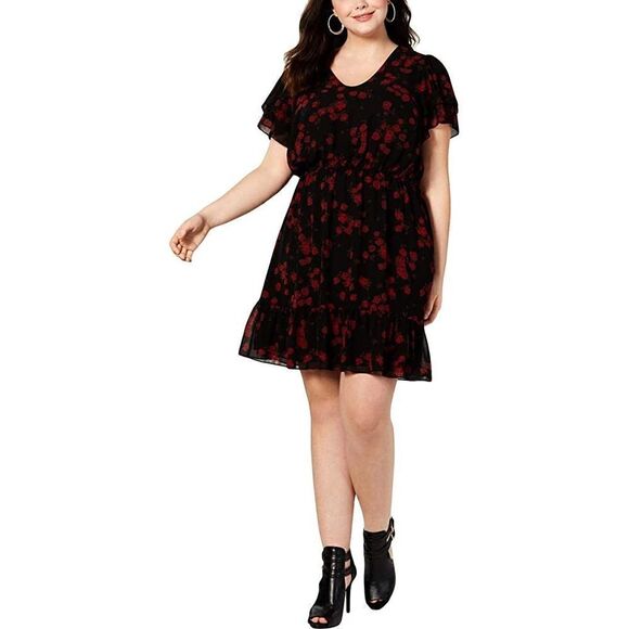 MICHAEL KORS | black currant eden rose dress 0X NWT $155 - Picture 1 of 12
